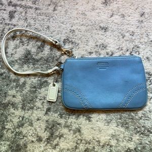 Coach light blue wristlet